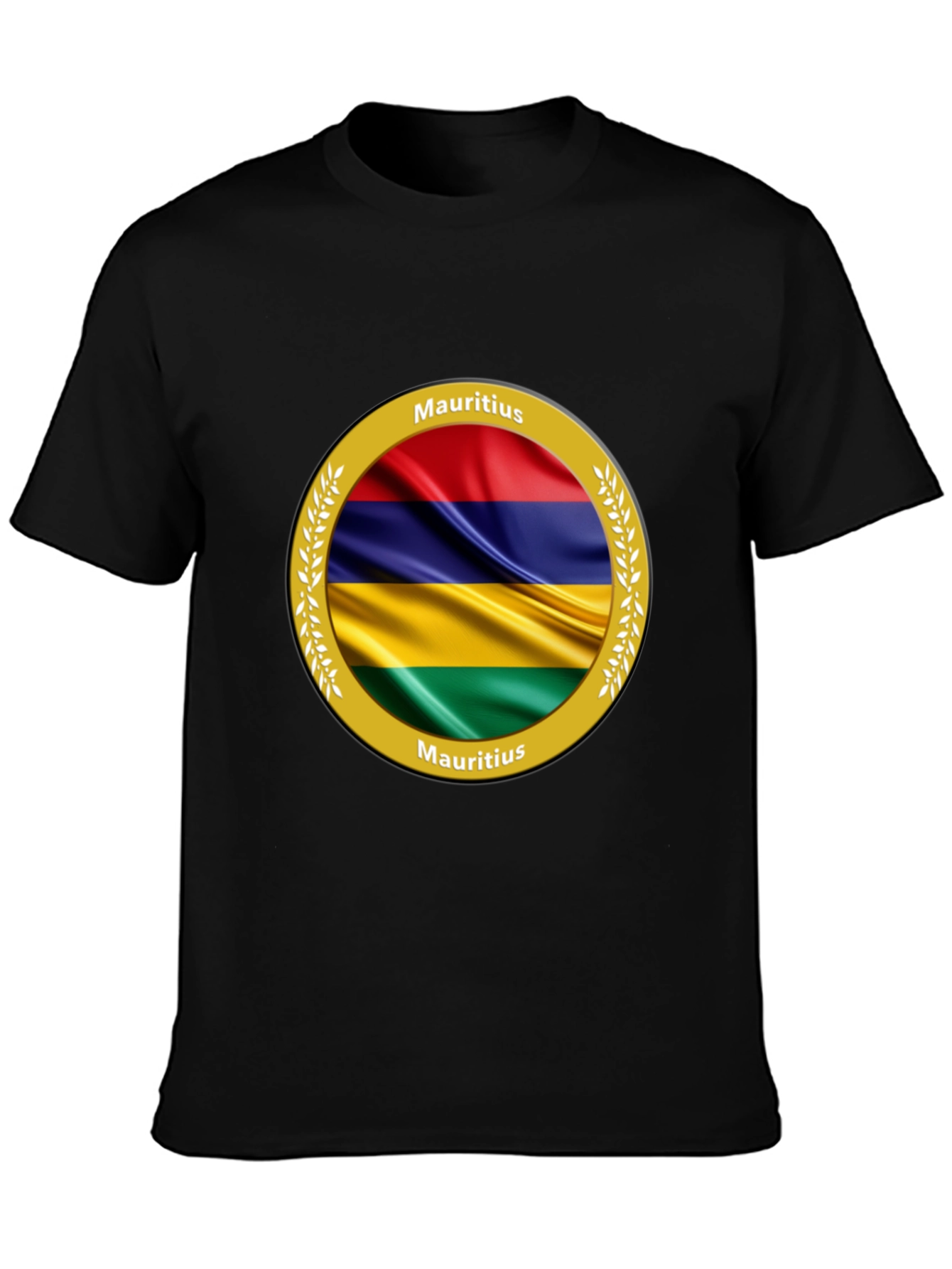Mauritius Flag T-Shirt - Round Emblem Design