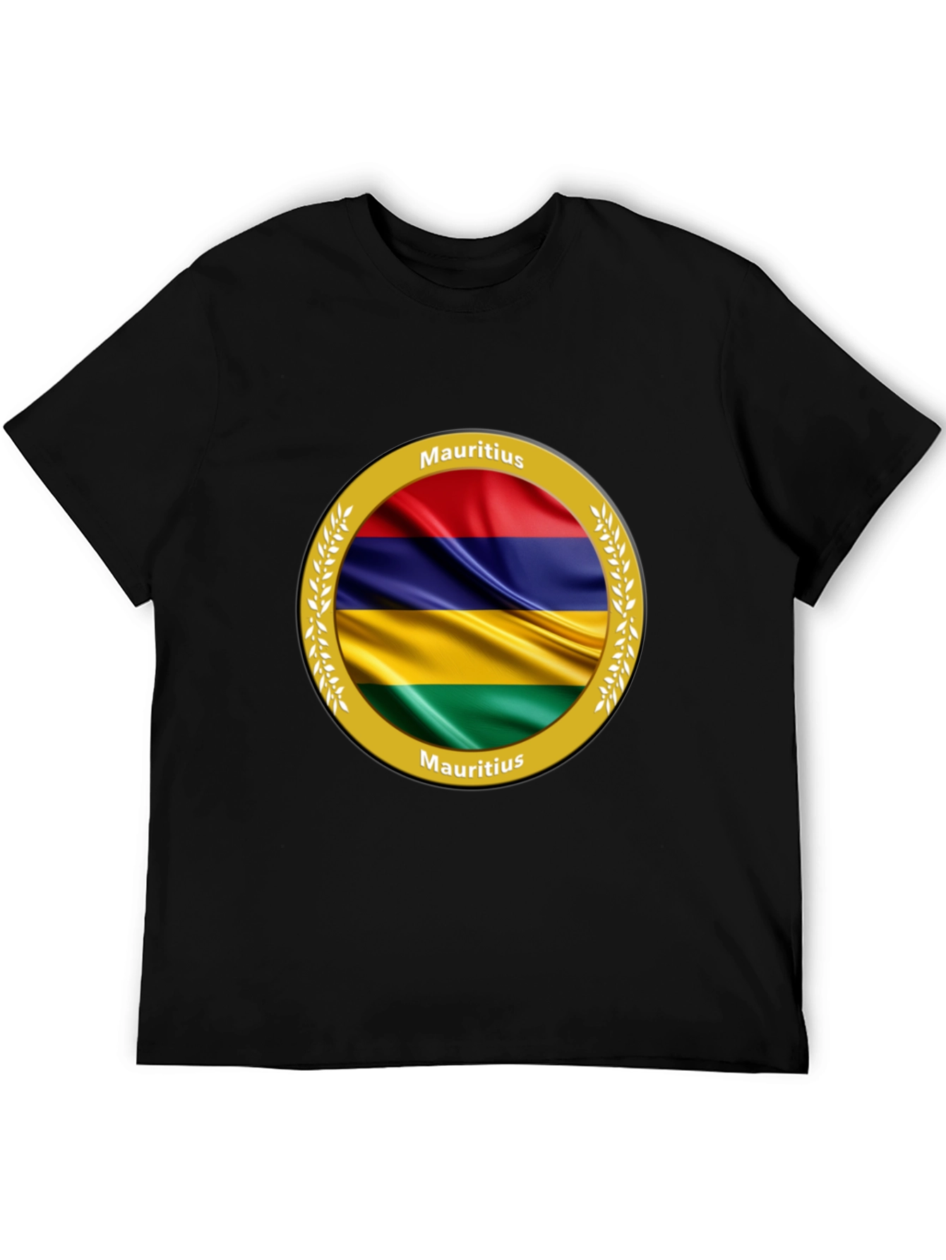 Mauritius Flag T-Shirt - Round Emblem Design