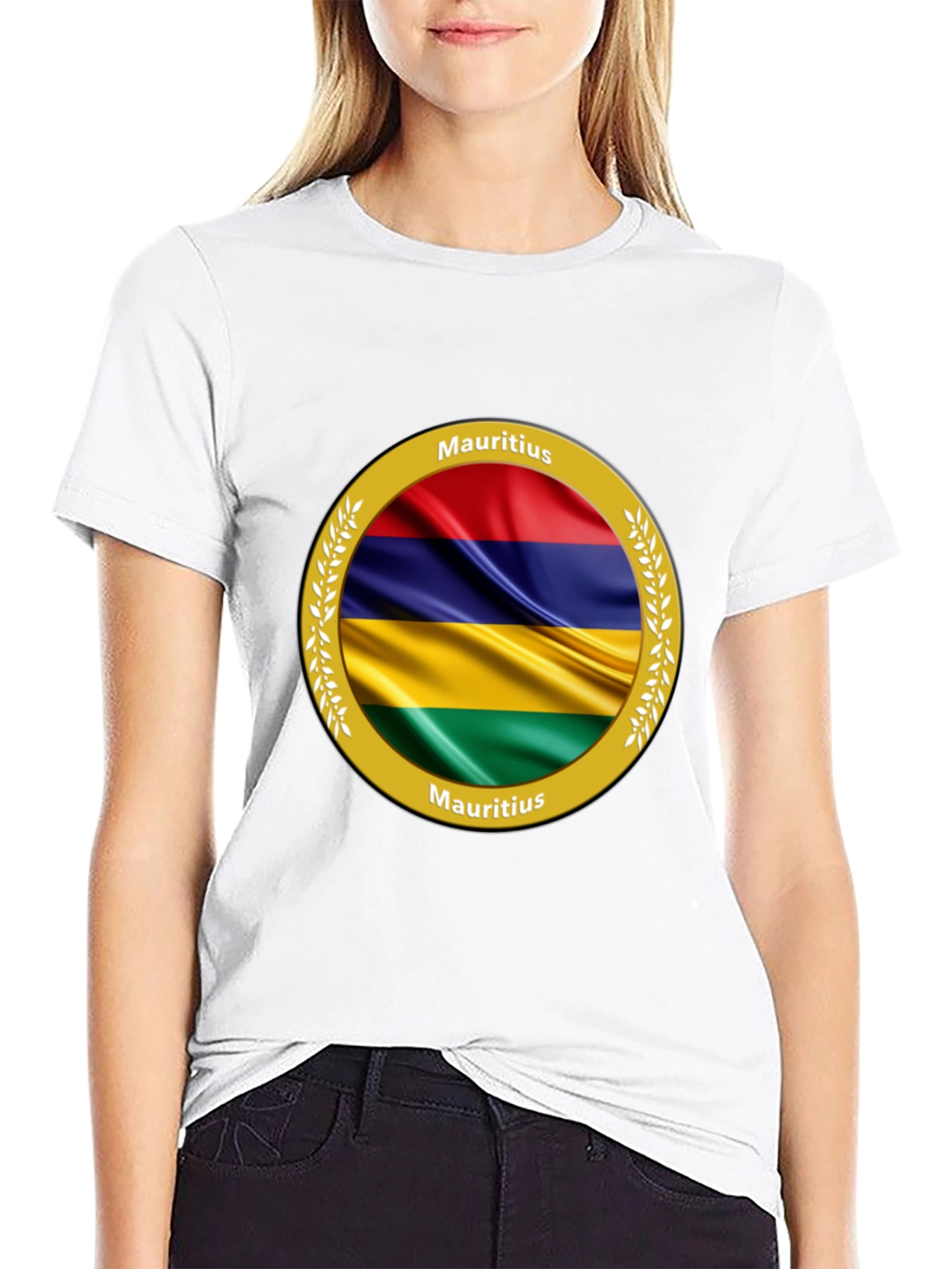 Mauritius Flag T-Shirt - Round Emblem Design