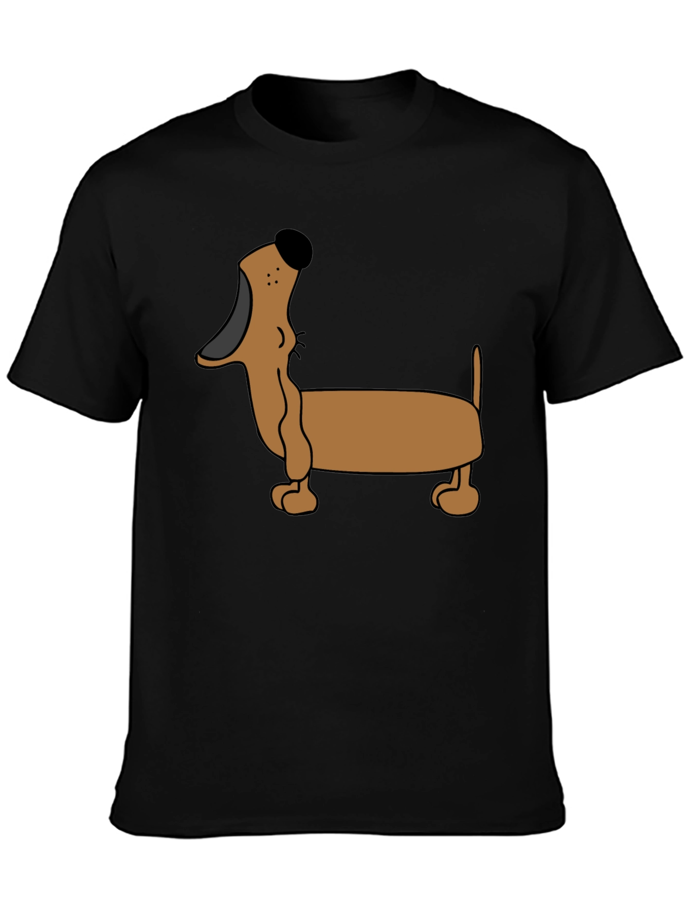 Cartoon Dachshund T-Shirt - Black