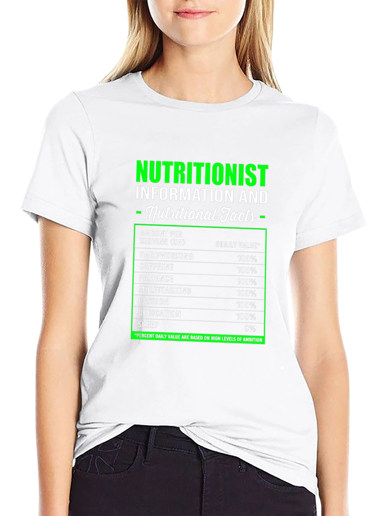 Nutritionist Nutritional Facts Black T-Shirt