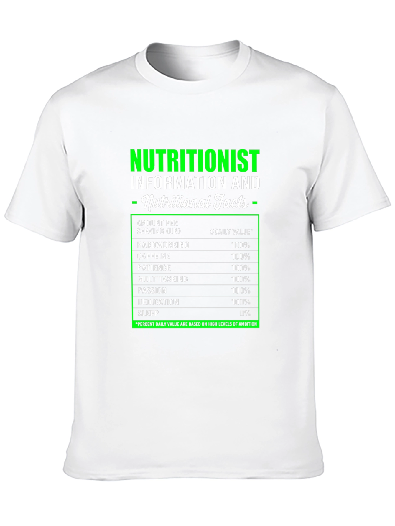 Nutritionist Nutritional Facts Black T-Shirt