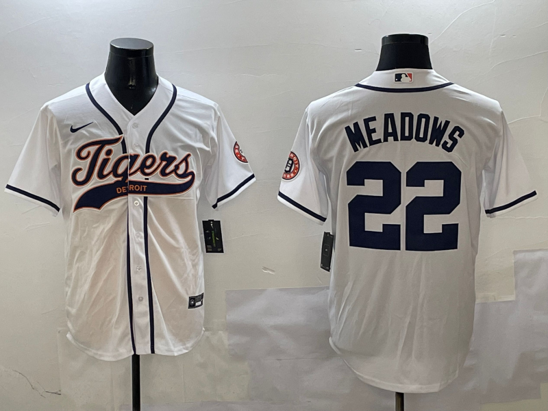 Men's Detroit Tigers Parker Meadows #22 White Player Jerseys