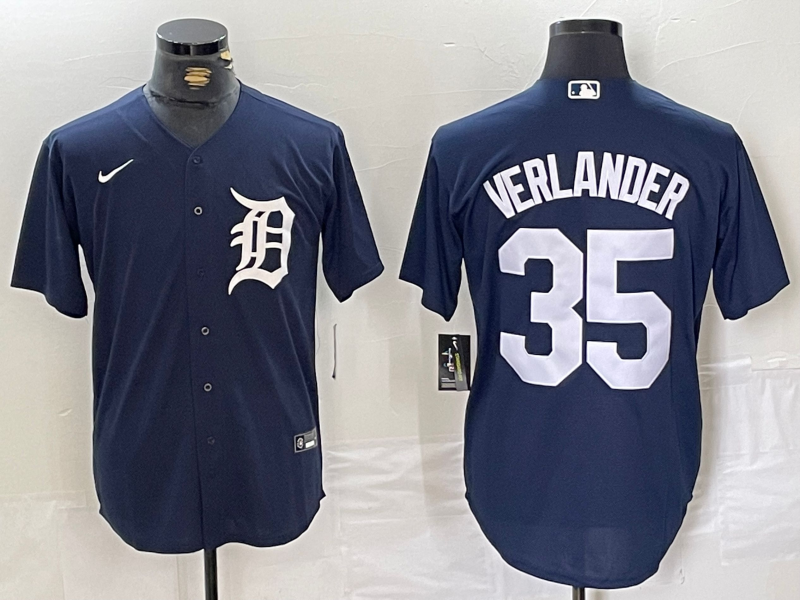 Men's Detroit Tigers Justin Verlander #35 Navy Replica Player Jerseys