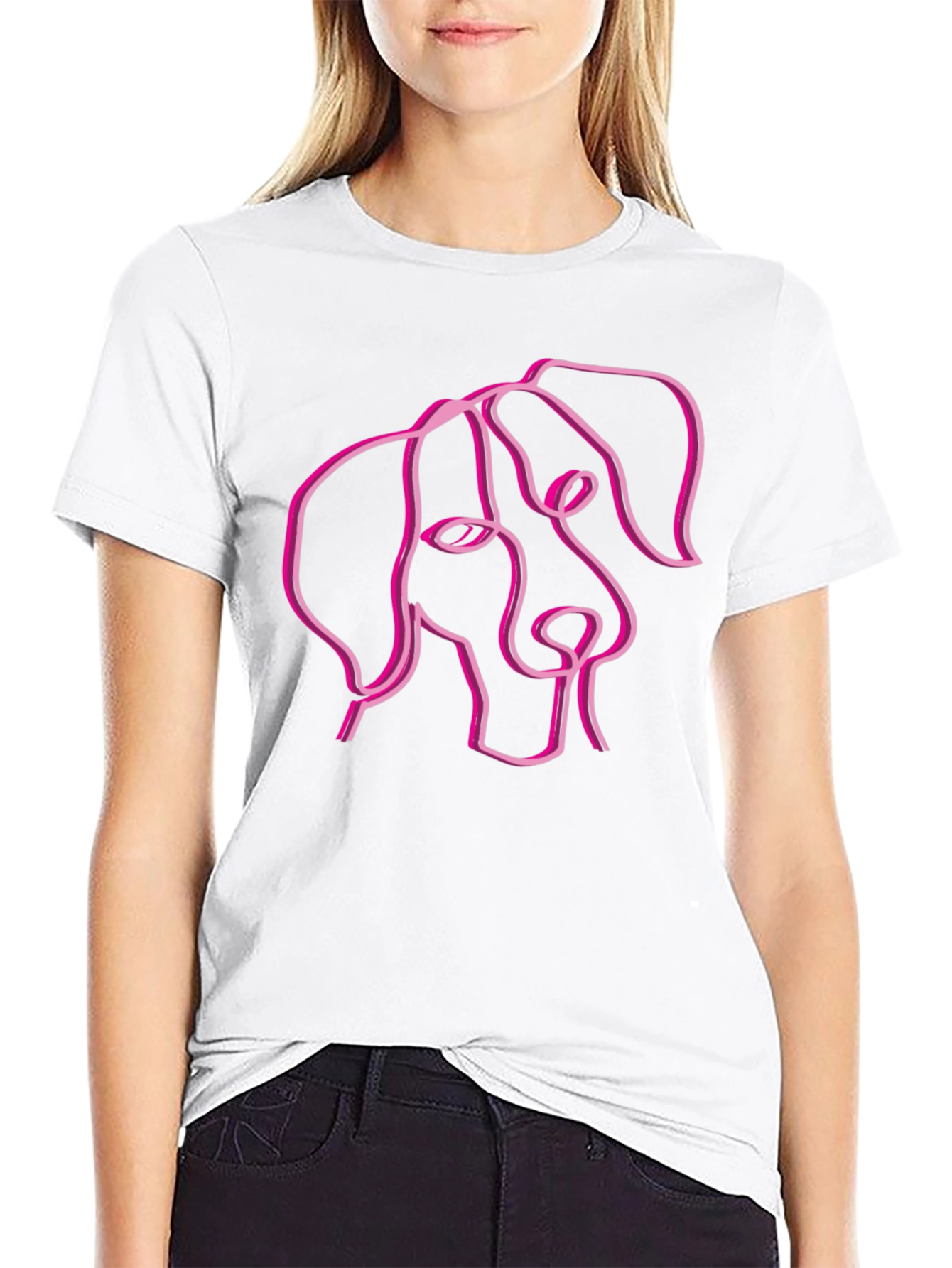 Abstract Dog Line Art Black T-Shirt