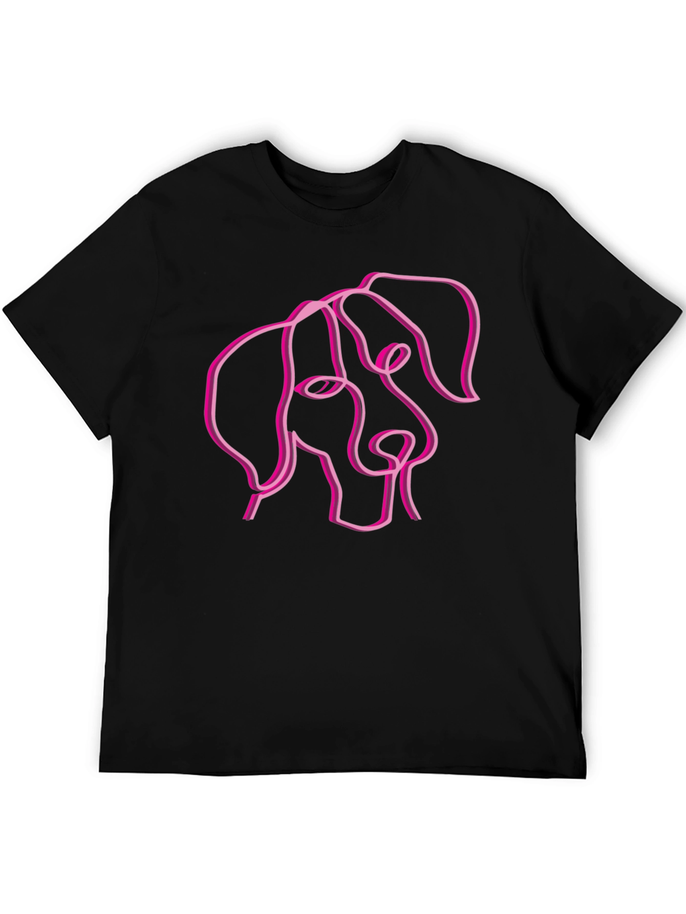 Abstract Dog Line Art Black T-Shirt