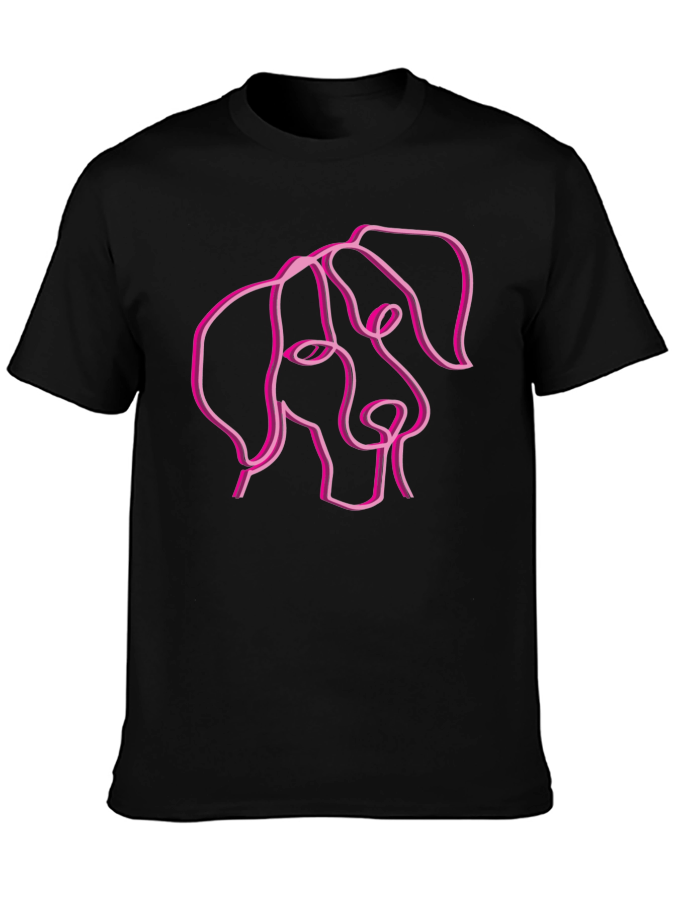 Abstract Dog Line Art Black T-Shirt
