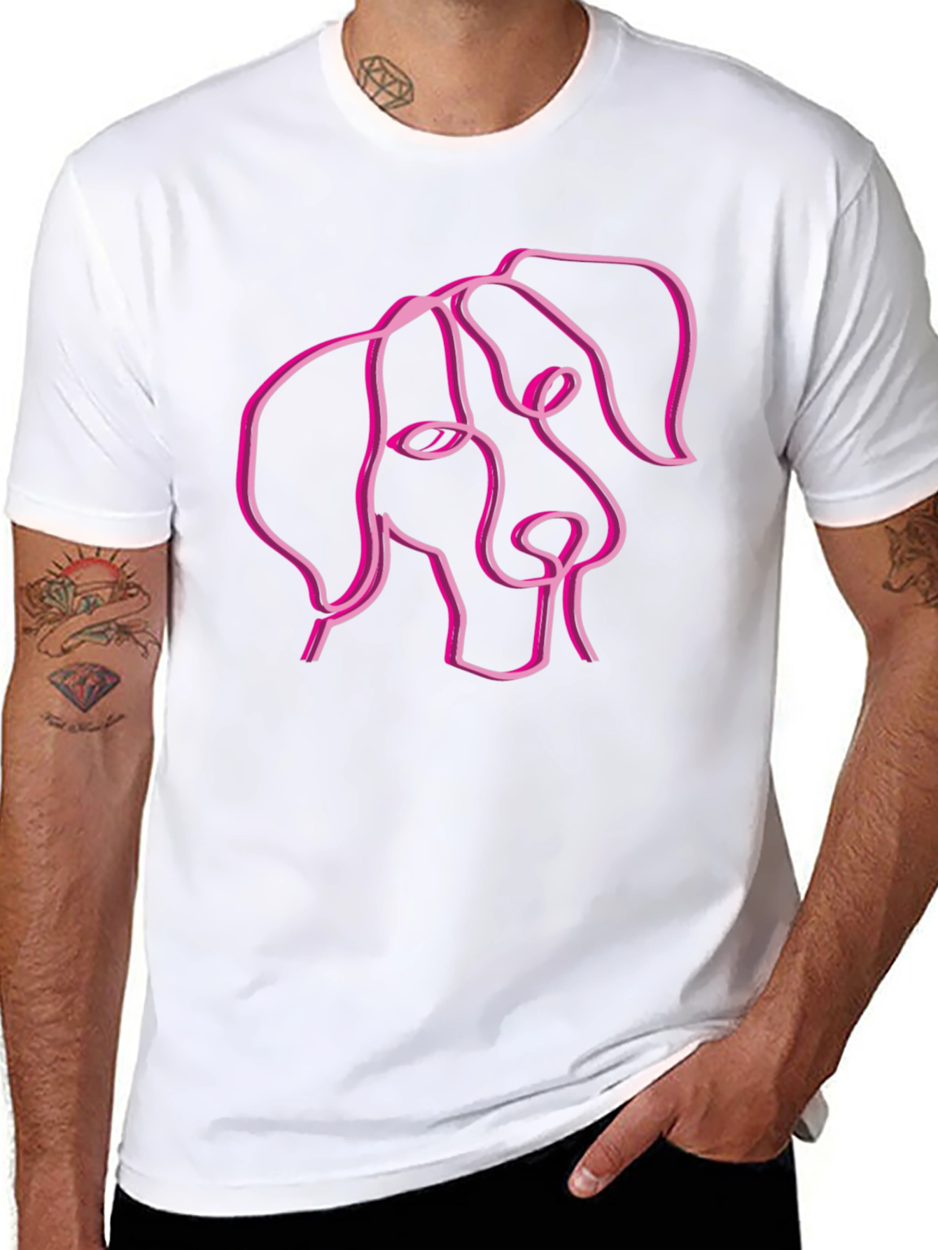 Abstract Dog Line Art Black T-Shirt