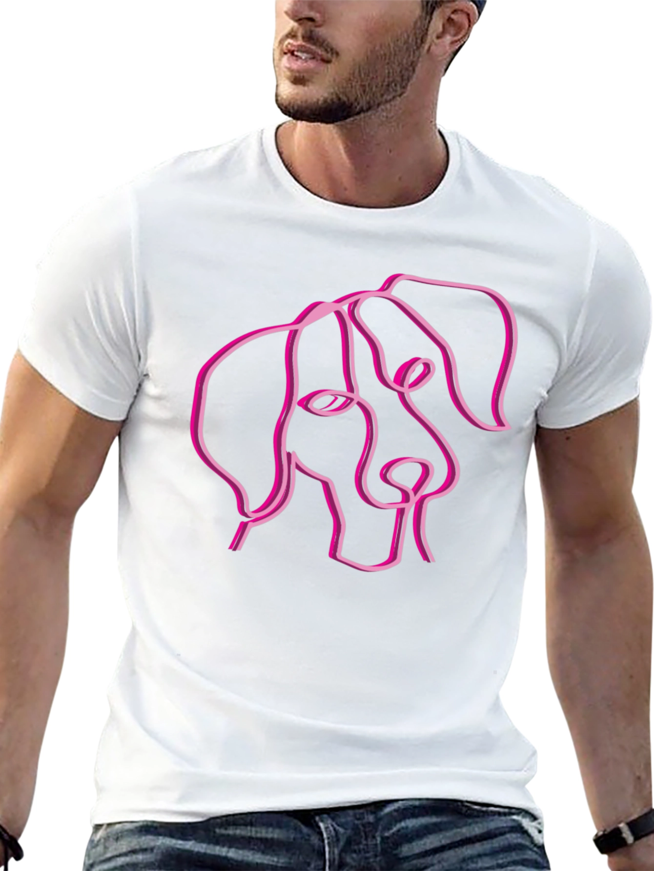 Abstract Dog Line Art Black T-Shirt