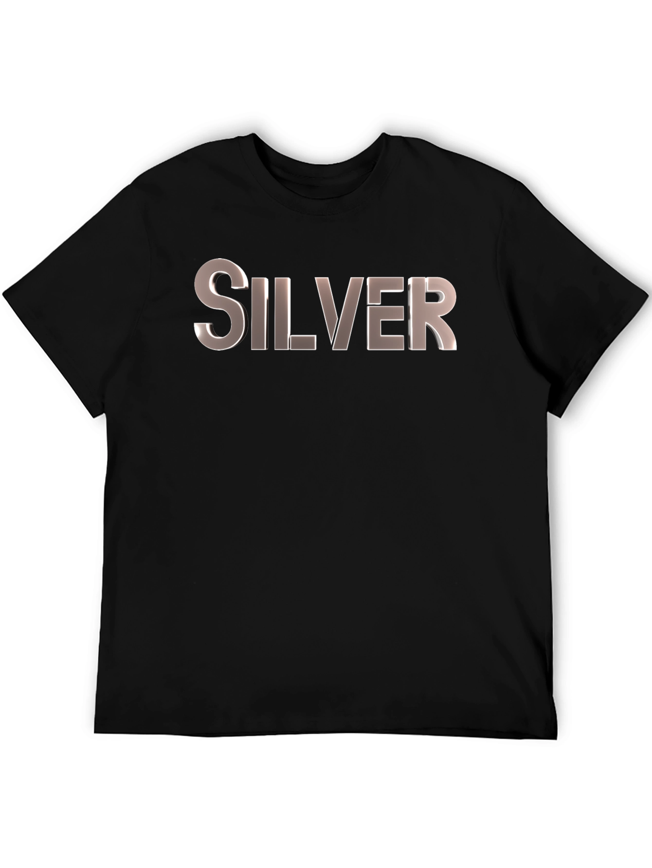 Silver Text Graphic Black T-Shirt