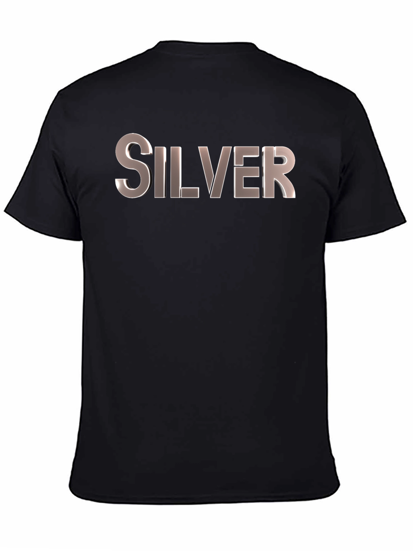 Silver Text Graphic Black T-Shirt