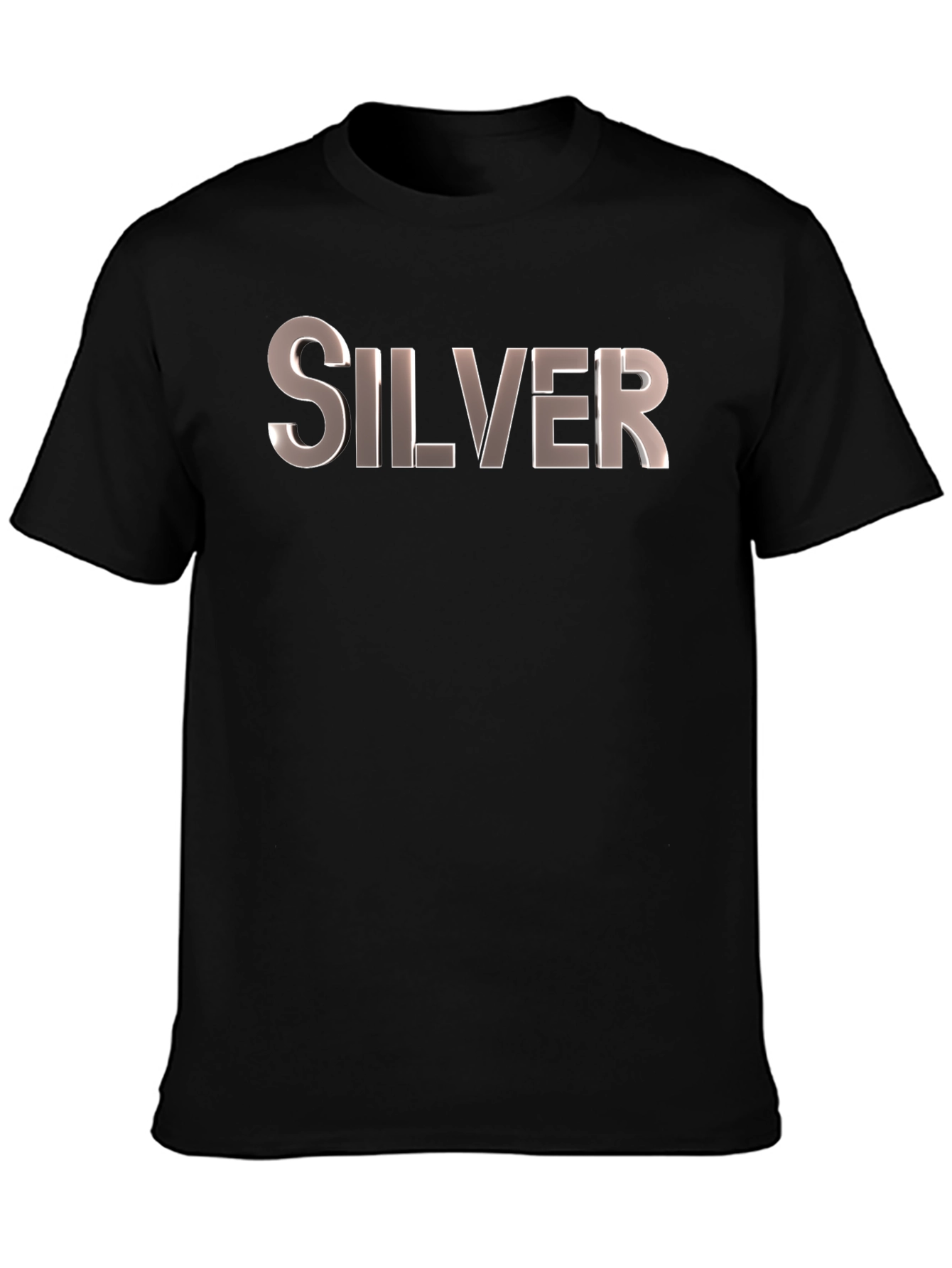 Silver Text Graphic Black T-Shirt