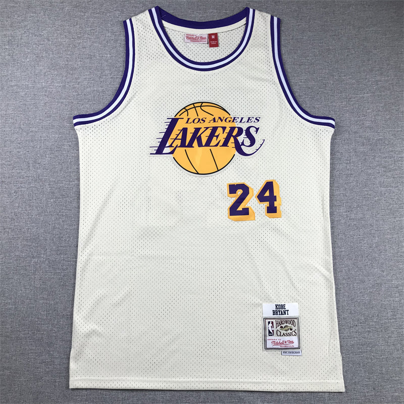 Men's Los Angeles Lakers Kobe Bryant #24 Cream Hardwood Classics Swingman Jerseys