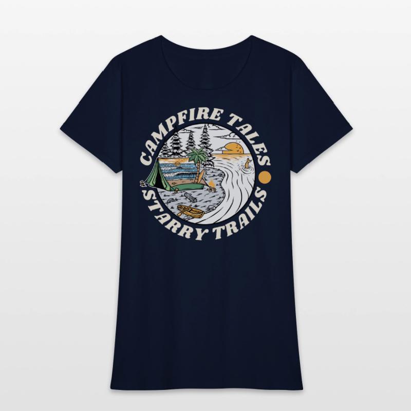 Campfire Tales Starry Trails Retro Camping T-shirt