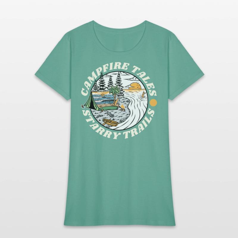 Campfire Tales Starry Trails Retro Camping T-shirt