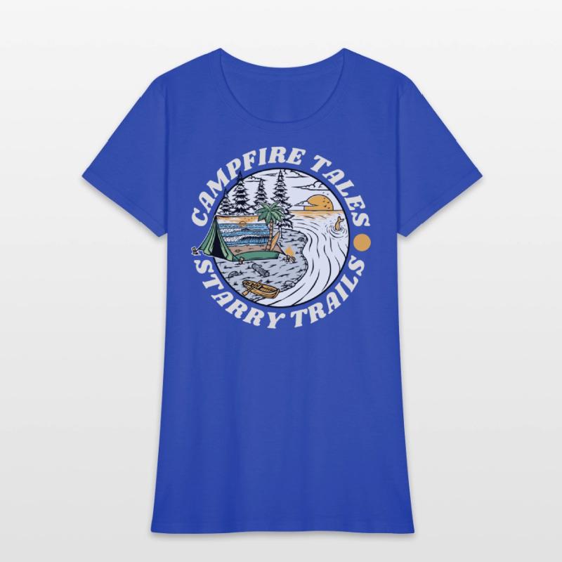 Campfire Tales Starry Trails Retro Camping T-shirt