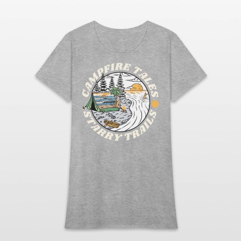 Campfire Tales Starry Trails Retro Camping T-shirt