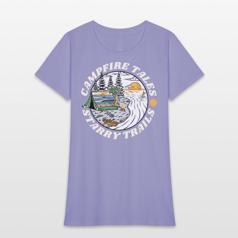 Campfire Tales Starry Trails Retro Camping T-shirt