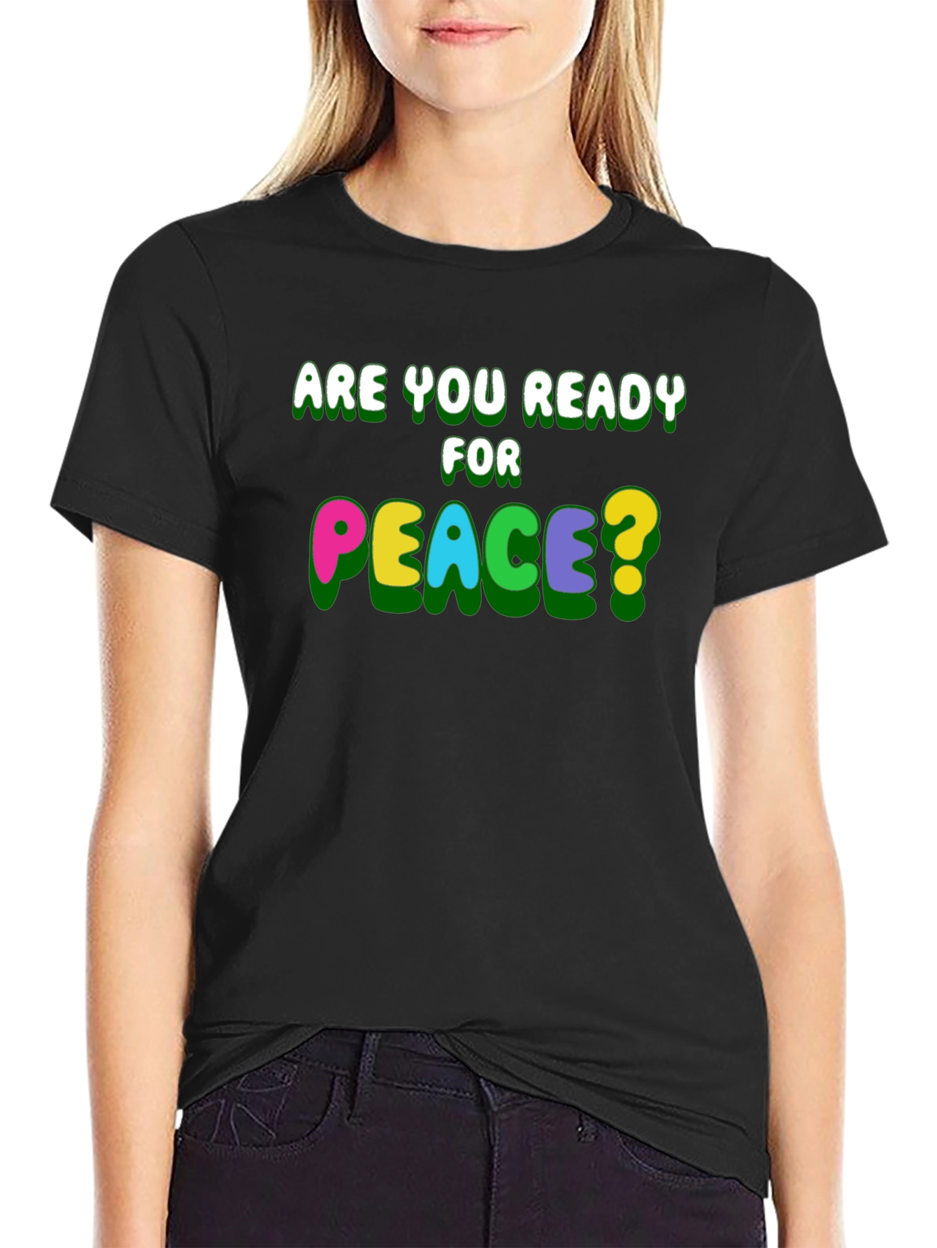 Ready for Peace? Black Graphic T-Shirt