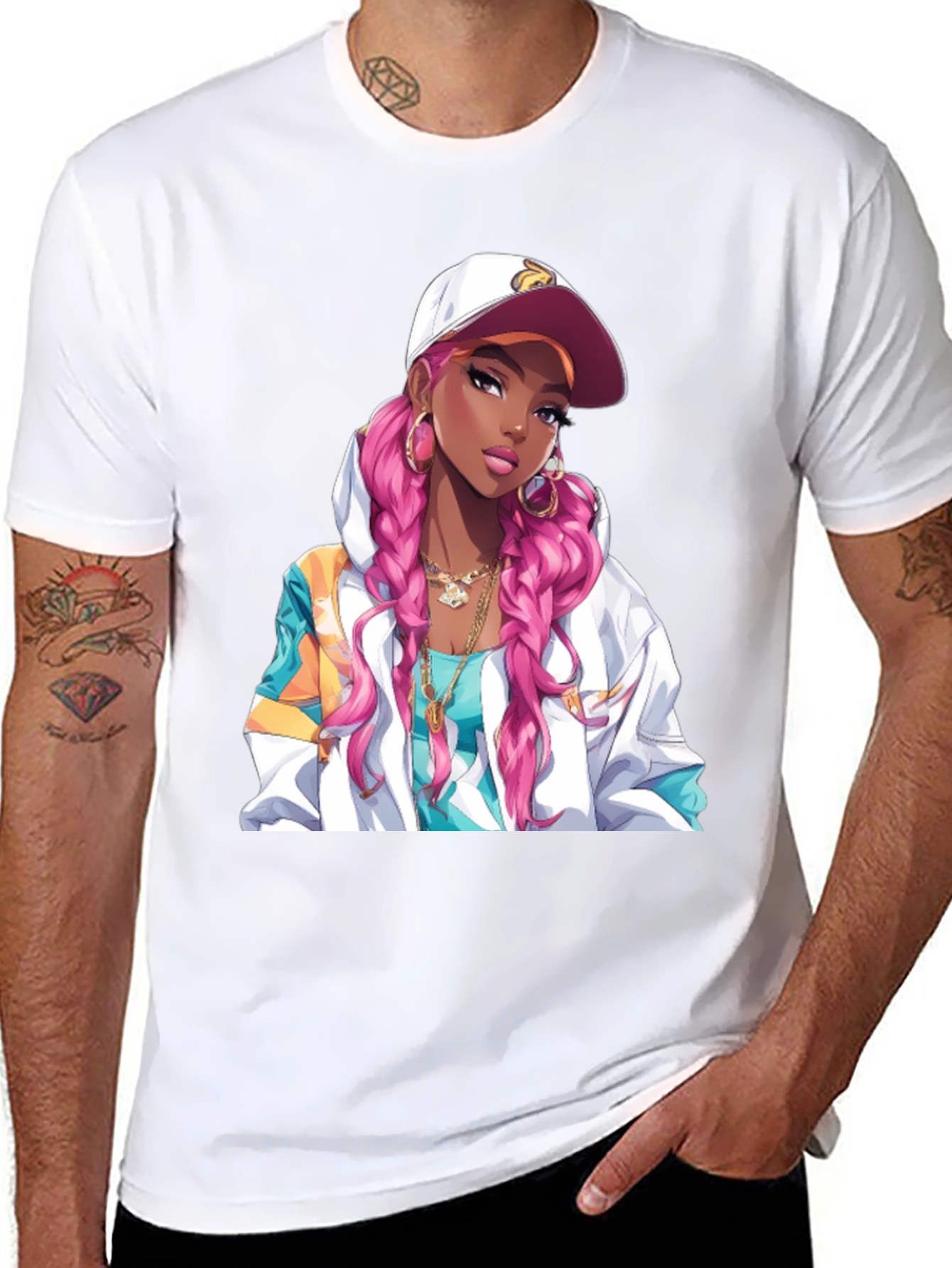 Anime Girl Graphic Tee - Black T-Shirt