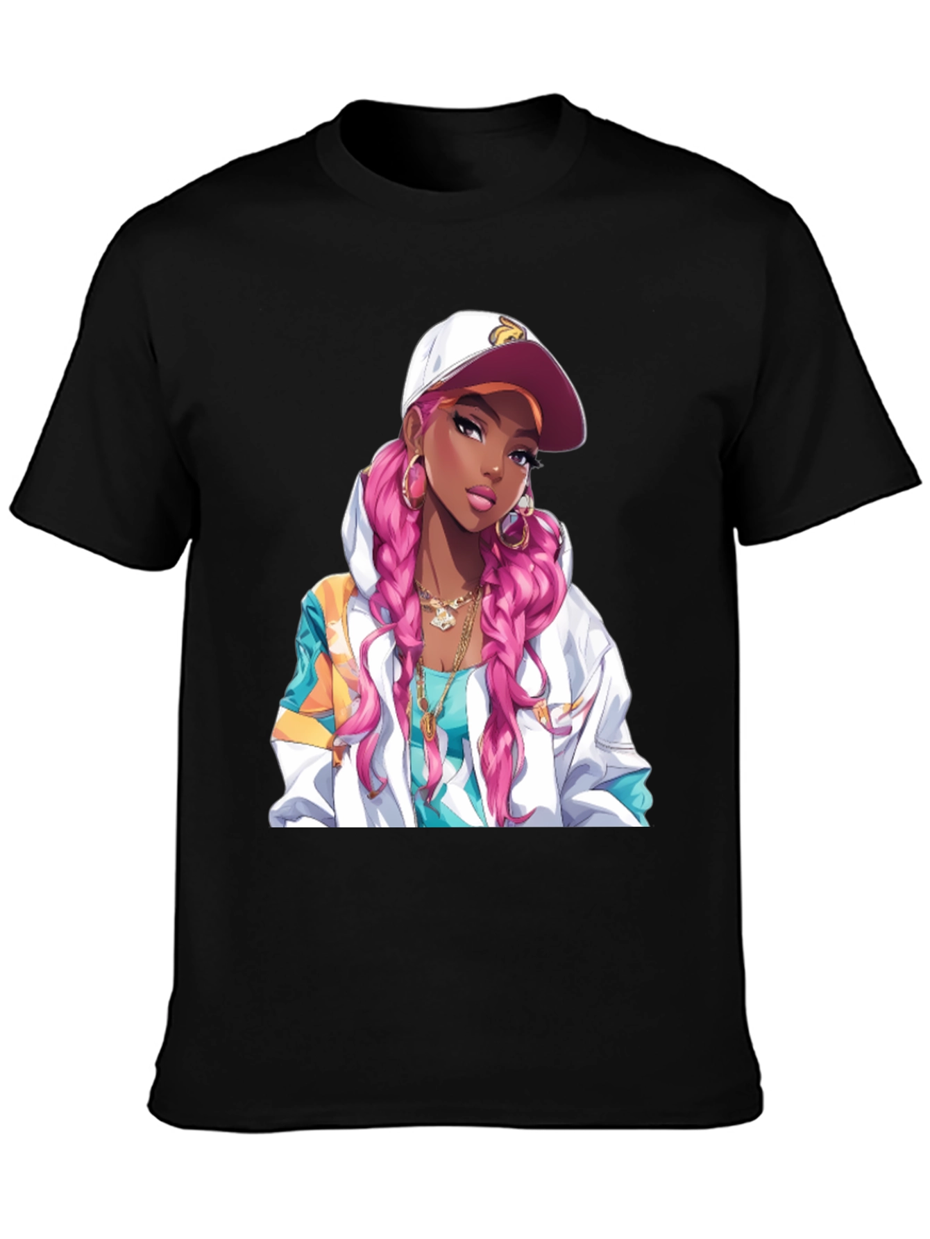 Anime Girl Graphic Tee - Black T-Shirt