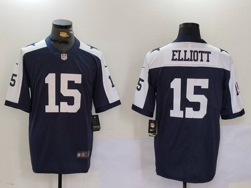 Men's Dallas Cowboys Ezekiel Elliott #15 Navy Alternate Game Team Jerseys