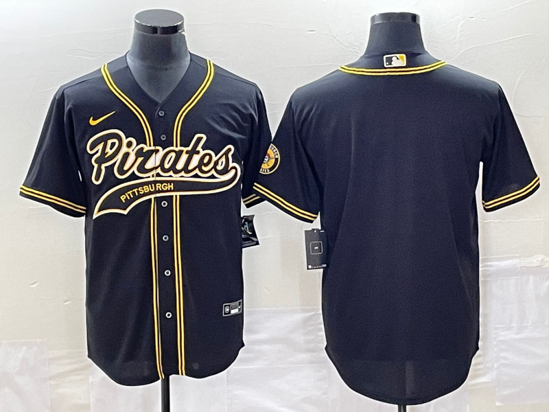 Men's Pittsburgh Pirates Black Blank Replica Jerseys Joint Edition