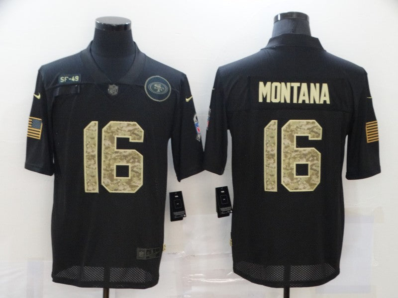 Men's San Francisco 49ers #16 Joe Montana Black Player Game Jerseys
