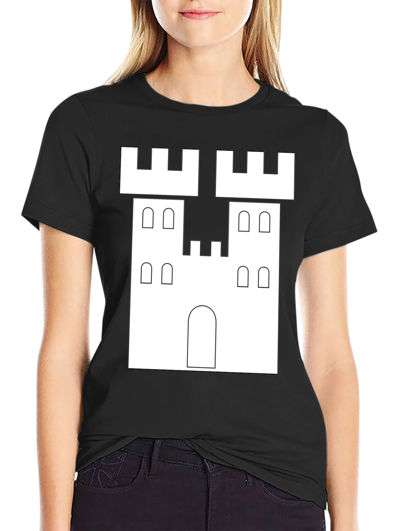 Castle Graphic Tee - Black Crew Neck T-Shirt