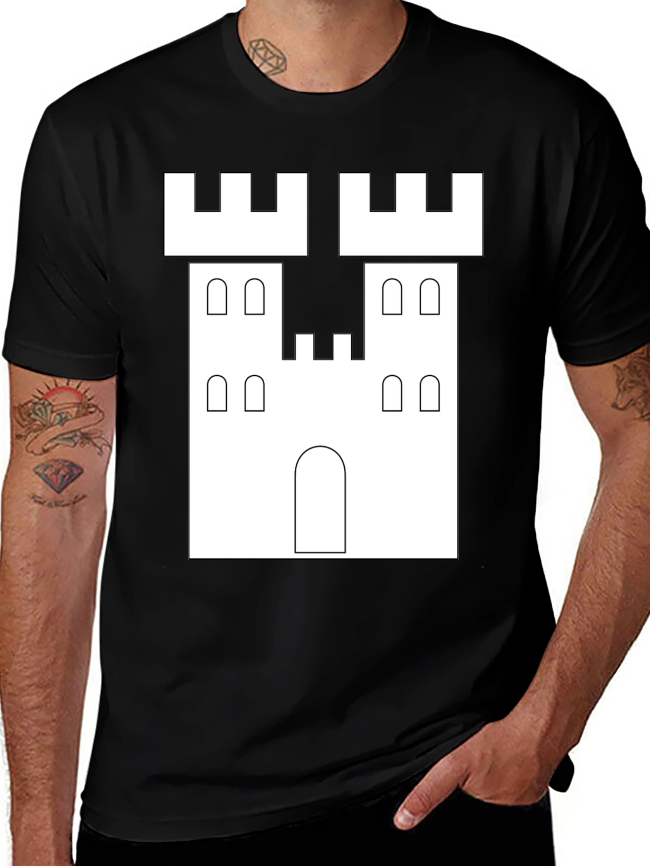 Castle Graphic Tee - Black Crew Neck T-Shirt