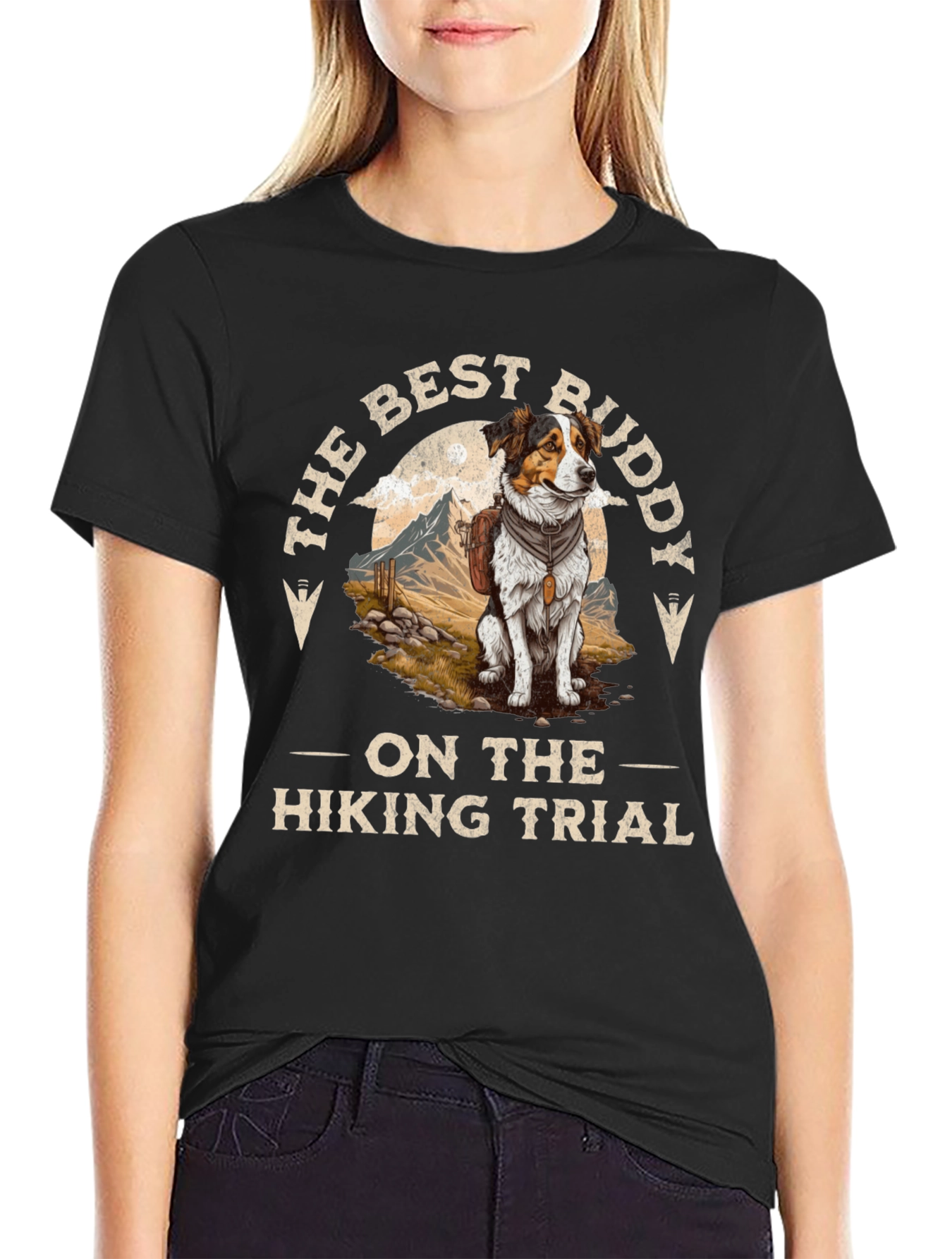 Best Buddy Hiking Dog Graphic T-Shirt