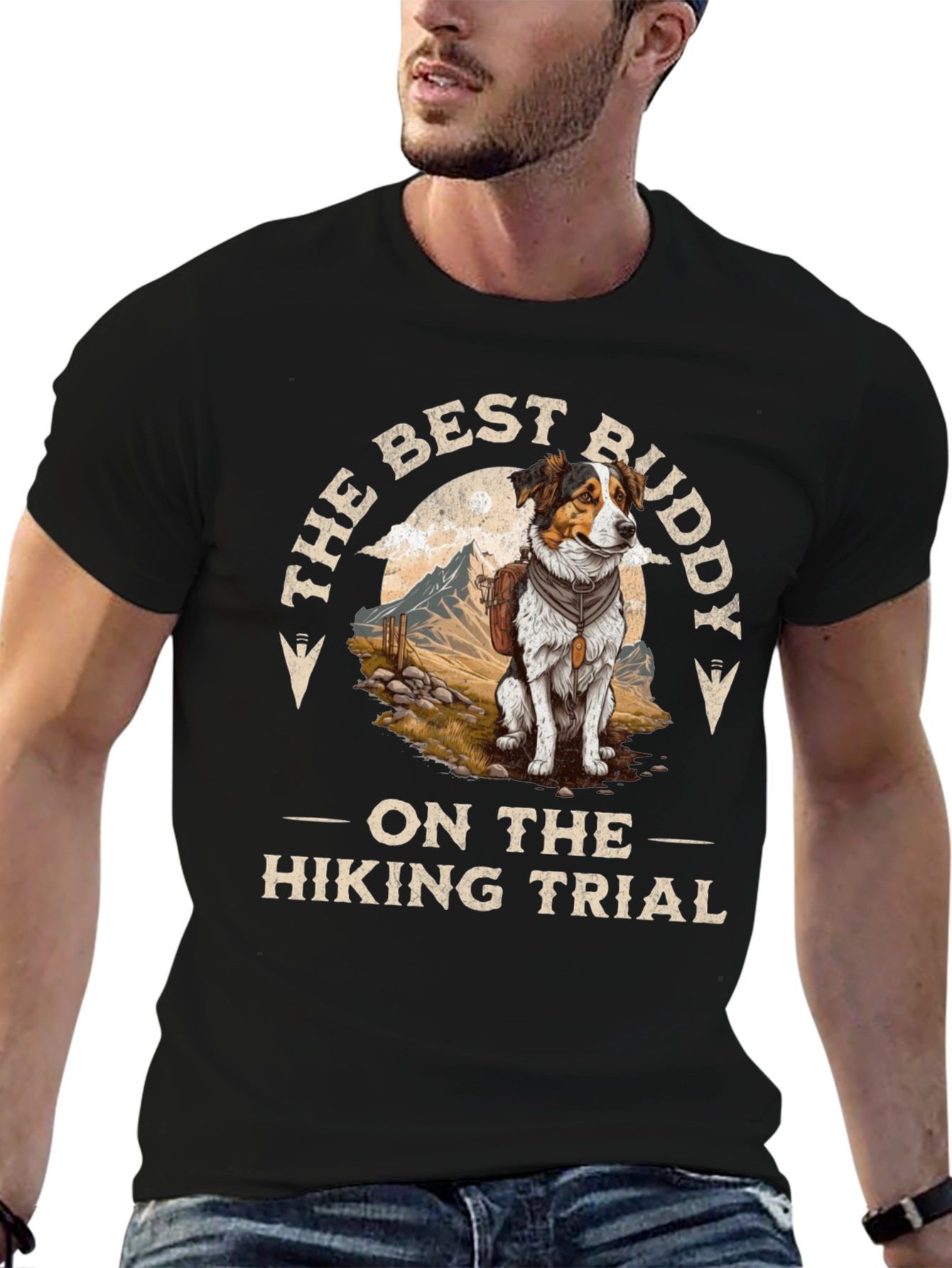 Best Buddy Hiking Dog Graphic T-Shirt