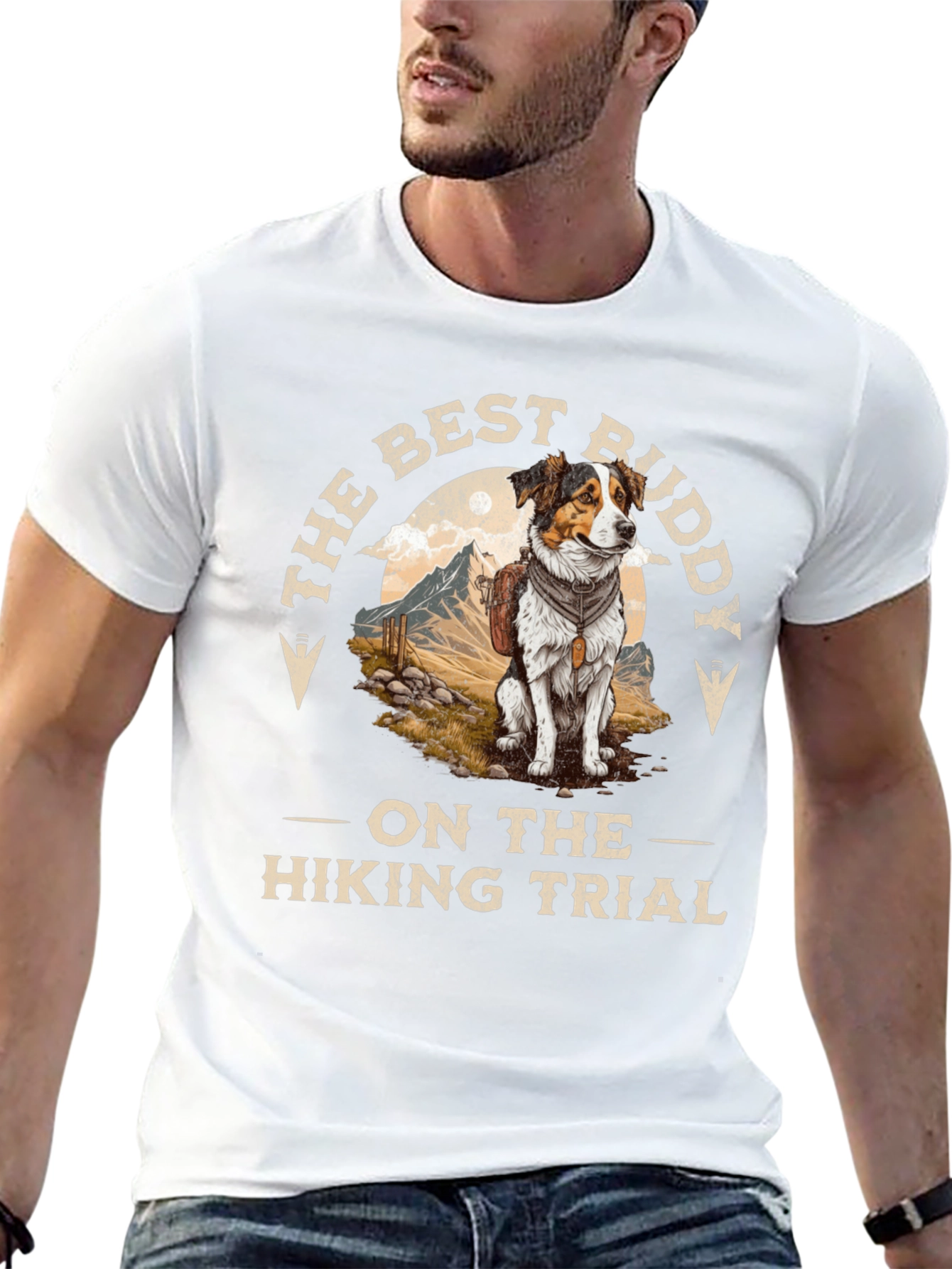 Best Buddy Hiking Dog Graphic T-Shirt