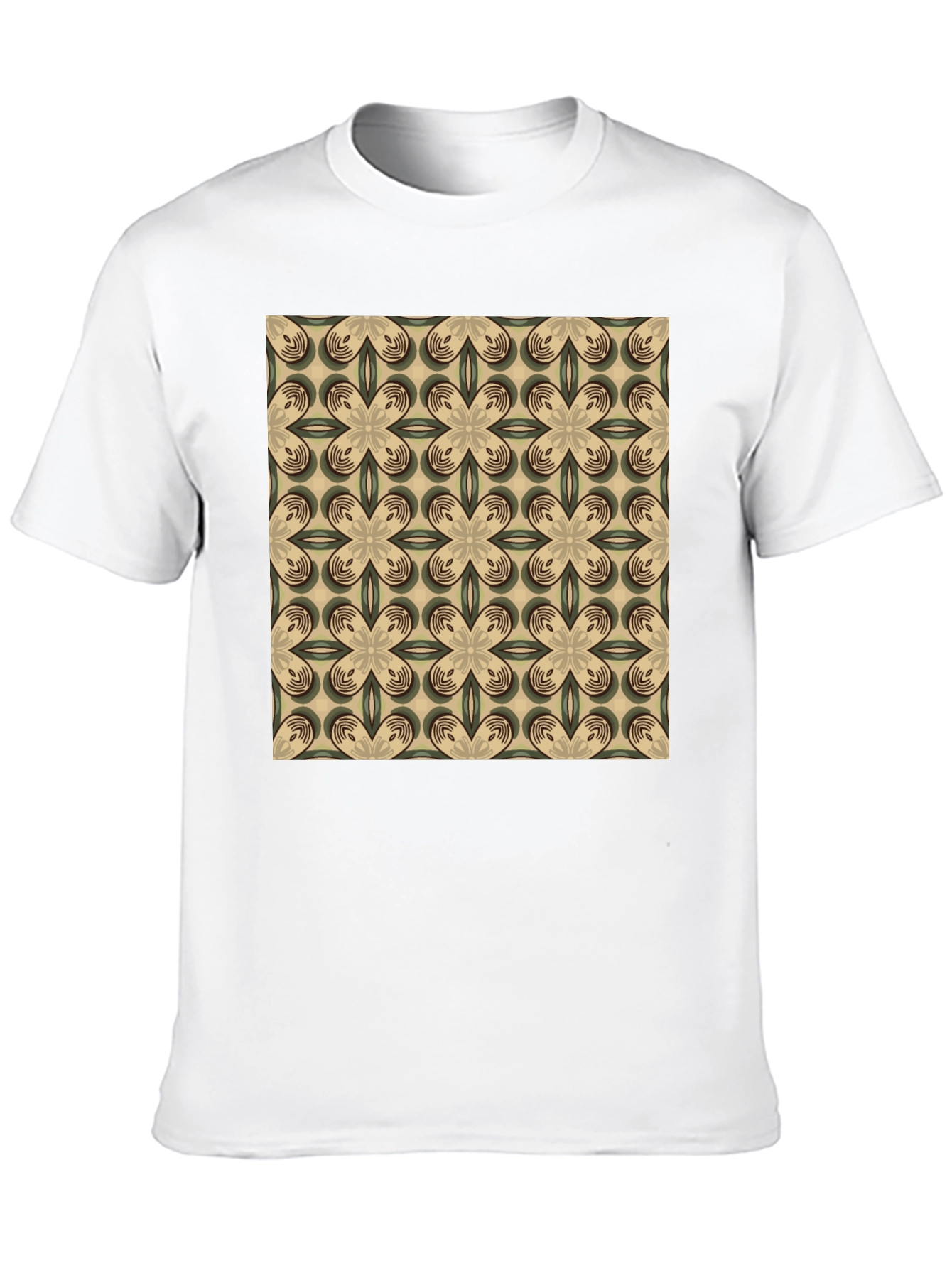 Patterned Graphic Print Crew Neck T-Shirt