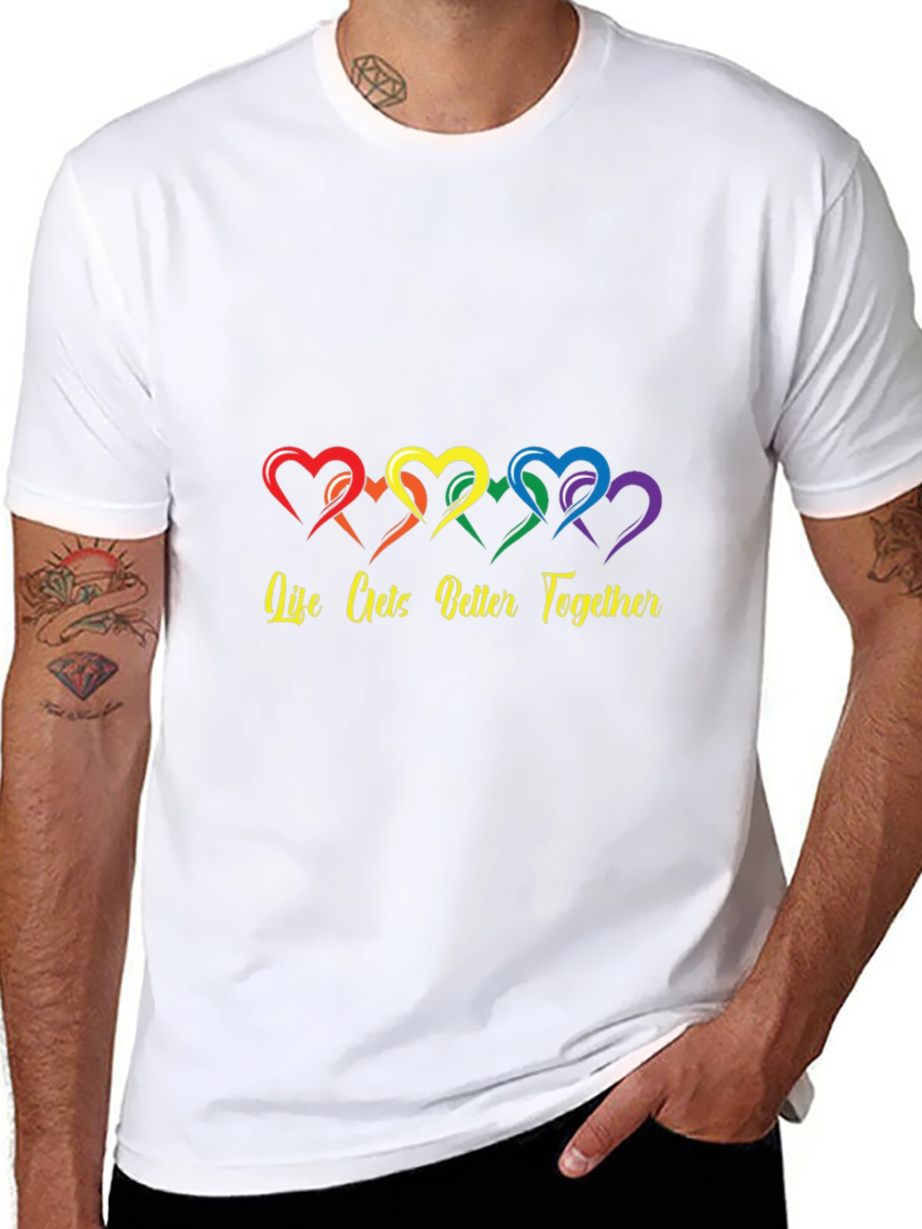 Life Gets Better Together Rainbow Heart Tee