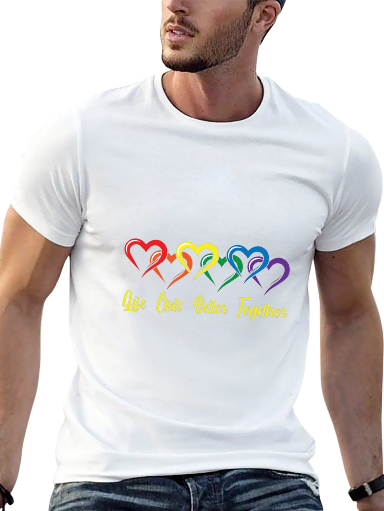 Life Gets Better Together Rainbow Heart Tee