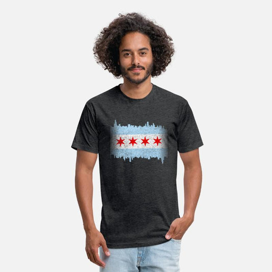 Chicago Flag yline Distressed