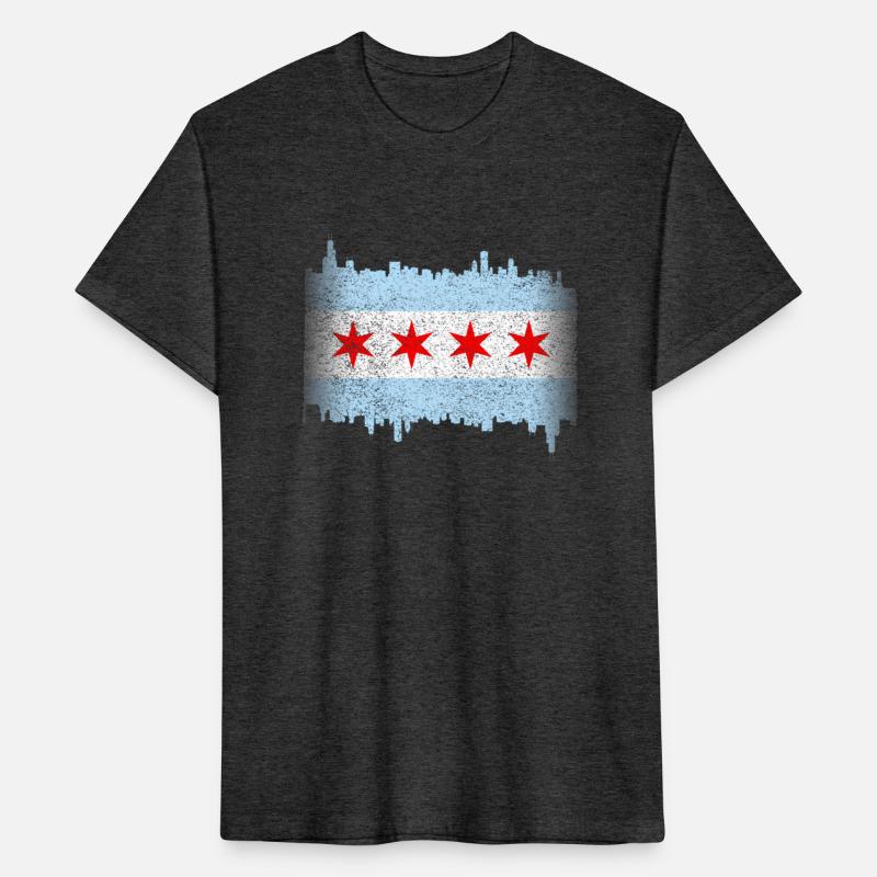 Chicago Flag yline Distressed
