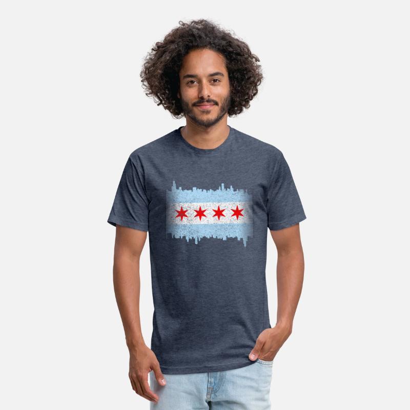 Chicago Flag yline Distressed