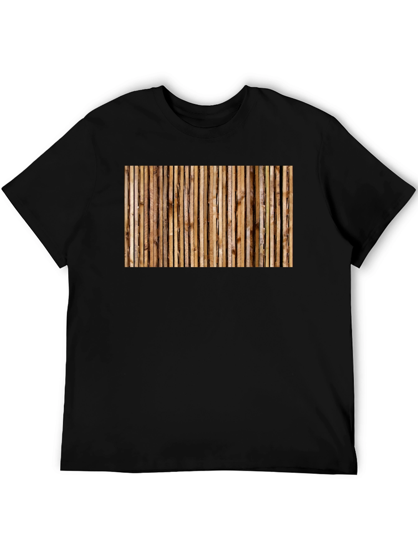 Rustic Wood Panel Print Black T-Shirt
