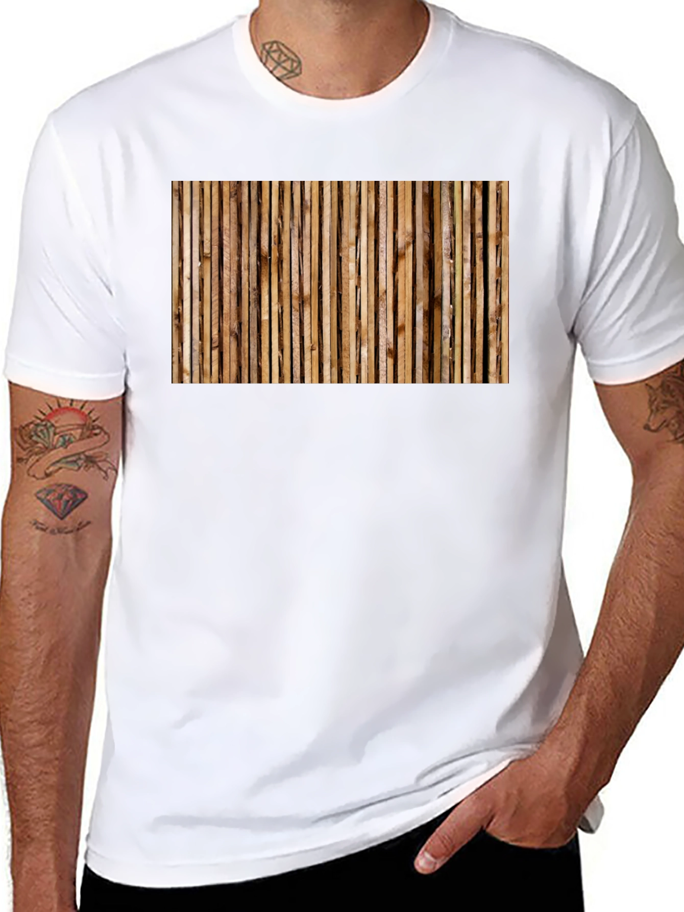 Rustic Wood Panel Print Black T-Shirt