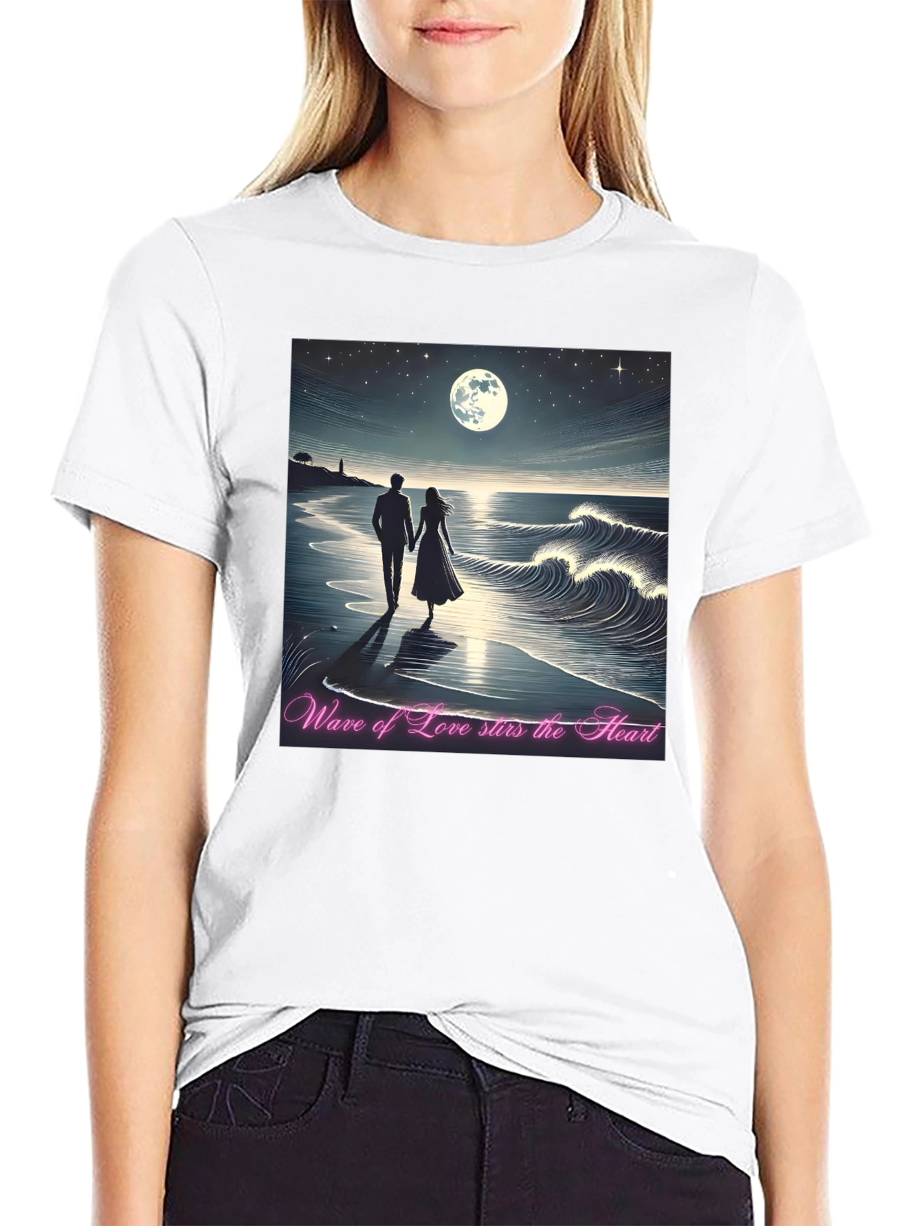 Romantic Moonlight Beach T-Shirt