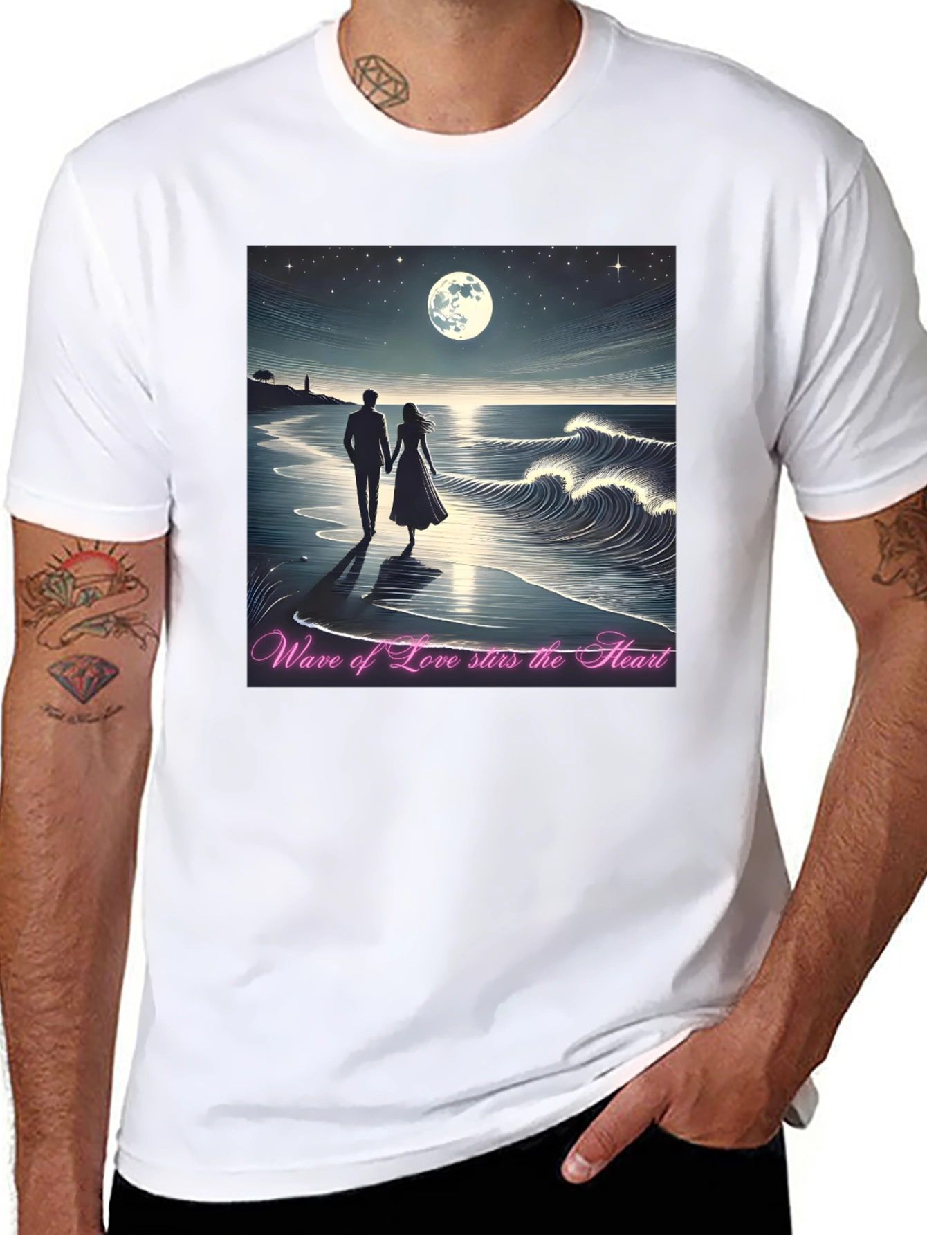 Romantic Moonlight Beach T-Shirt