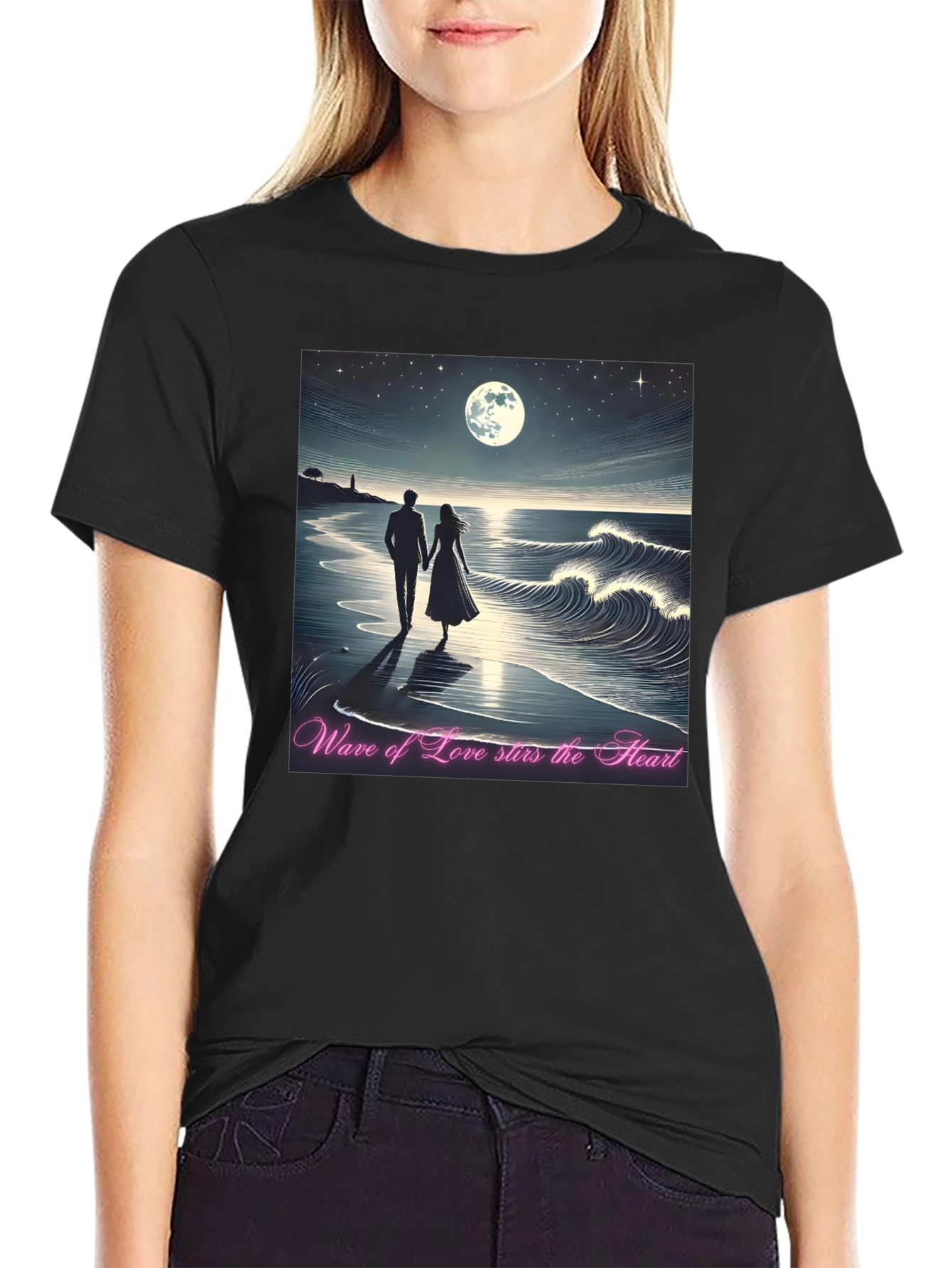Romantic Moonlight Beach T-Shirt
