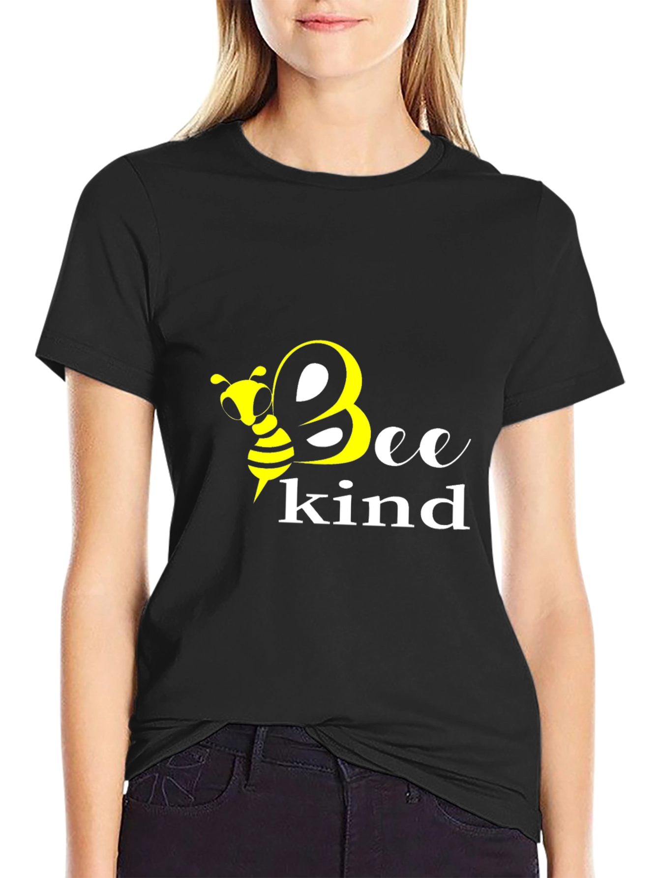 Bee Kind Graphic Tee - Black Cotton T-Shirt