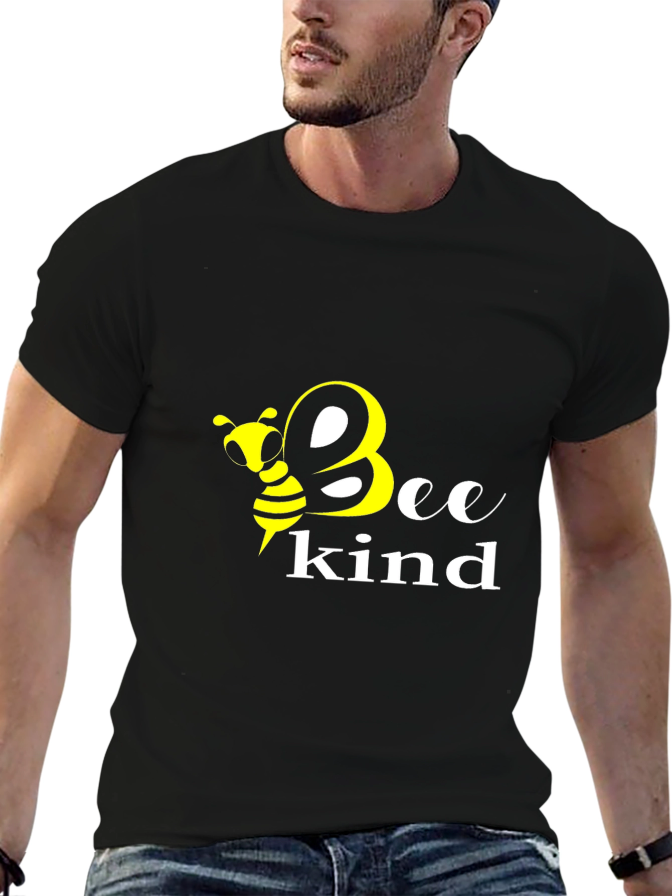 Bee Kind Graphic Tee - Black Cotton T-Shirt