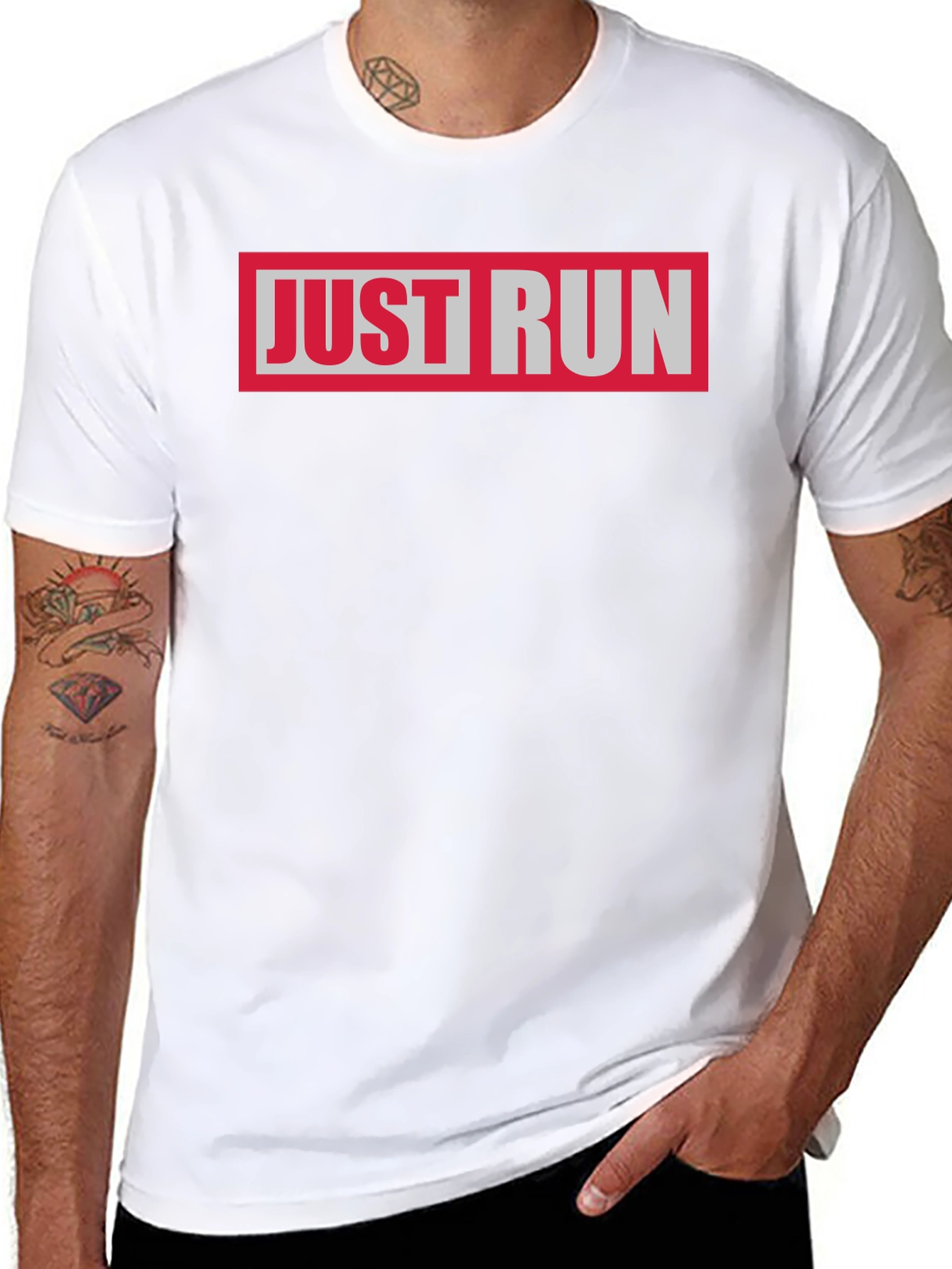 Just Run Graphic Tee - Black Casual T-Shirt