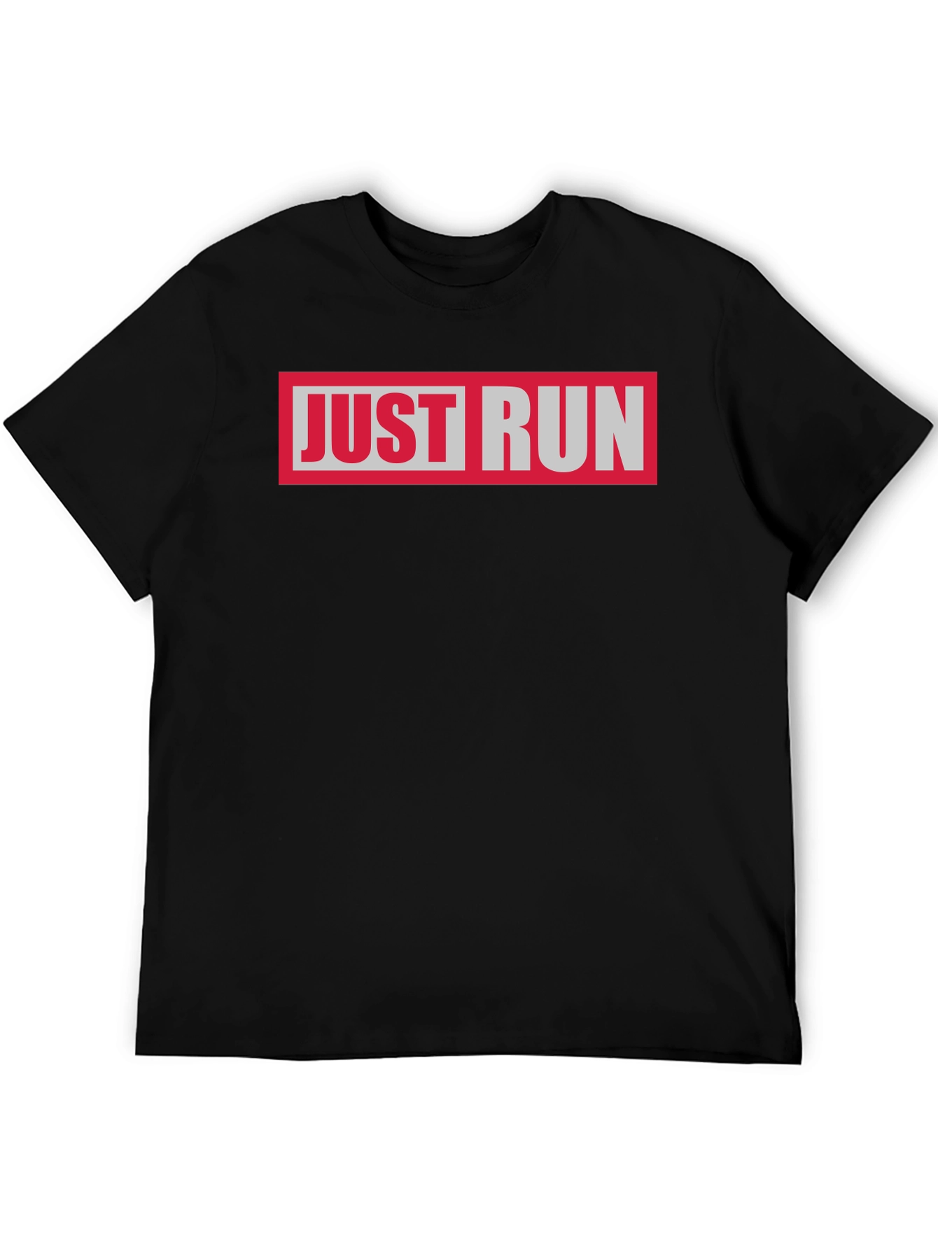 Just Run Graphic Tee - Black Casual T-Shirt