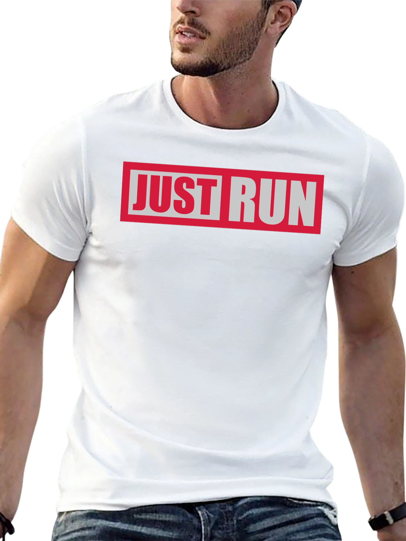 Just Run Graphic Tee - Black Casual T-Shirt