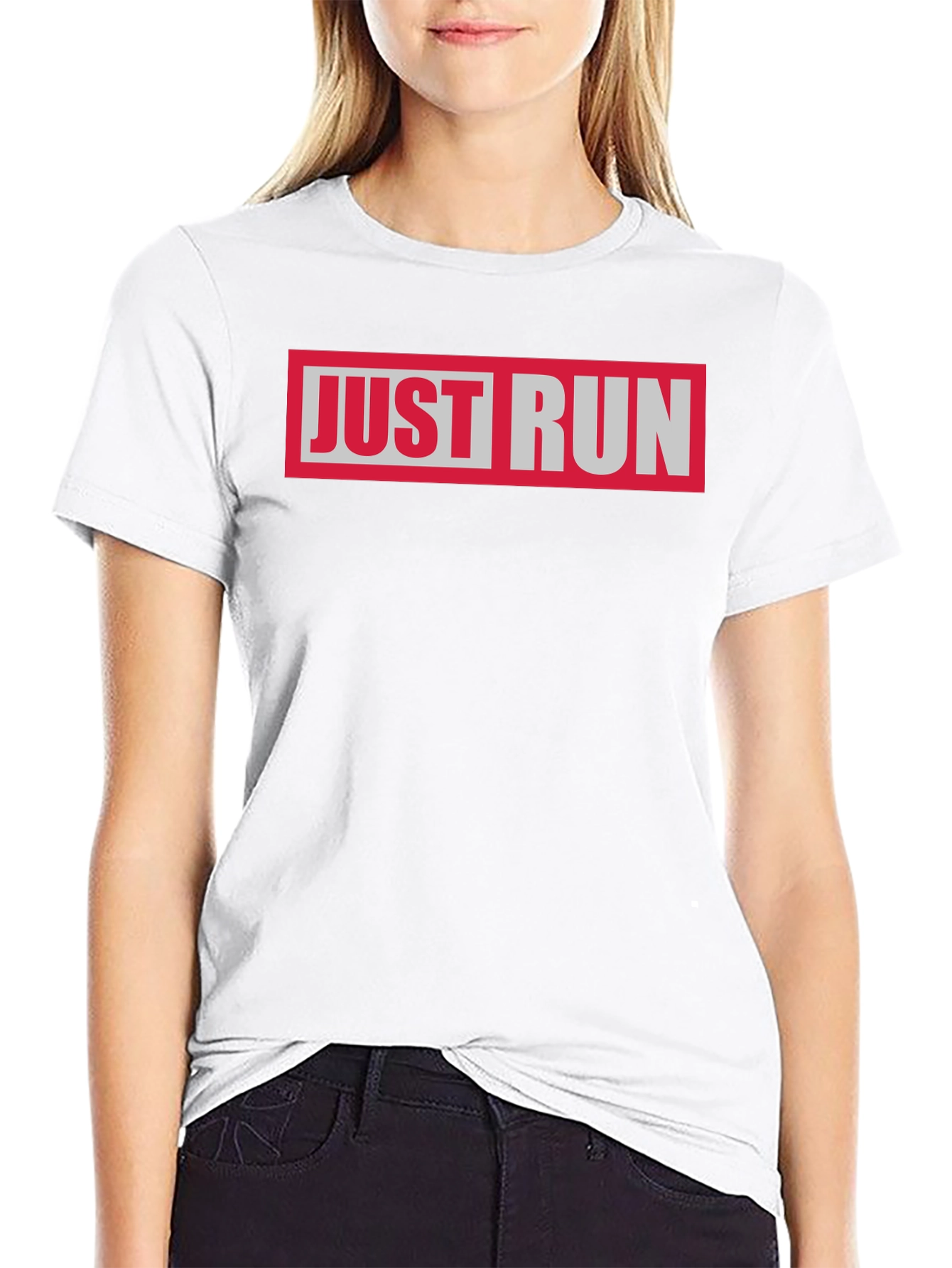 Just Run Graphic Tee - Black Casual T-Shirt